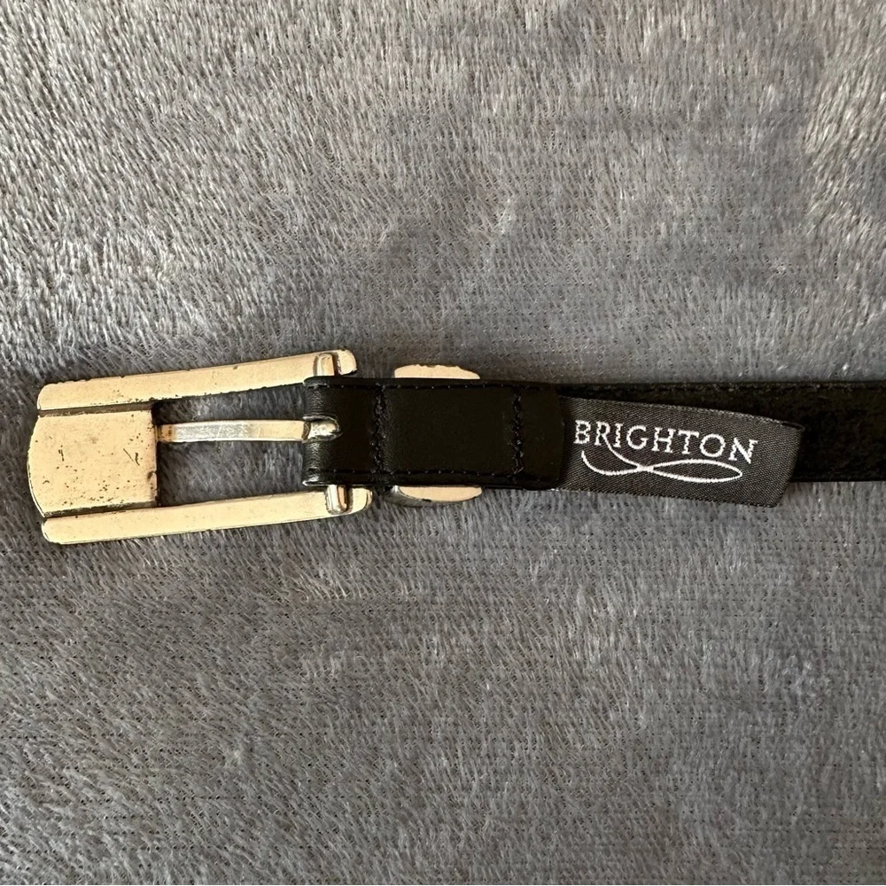 Brighton Black silver buckle Leather Belt Size S/28